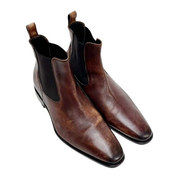 MONTE‎ ROSSO Men\'s Cognac Brown, Distressed Leather Chelsea Boots main image 6